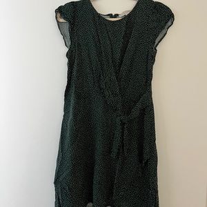 Loft Green & White Polka Dot Wrap Dress